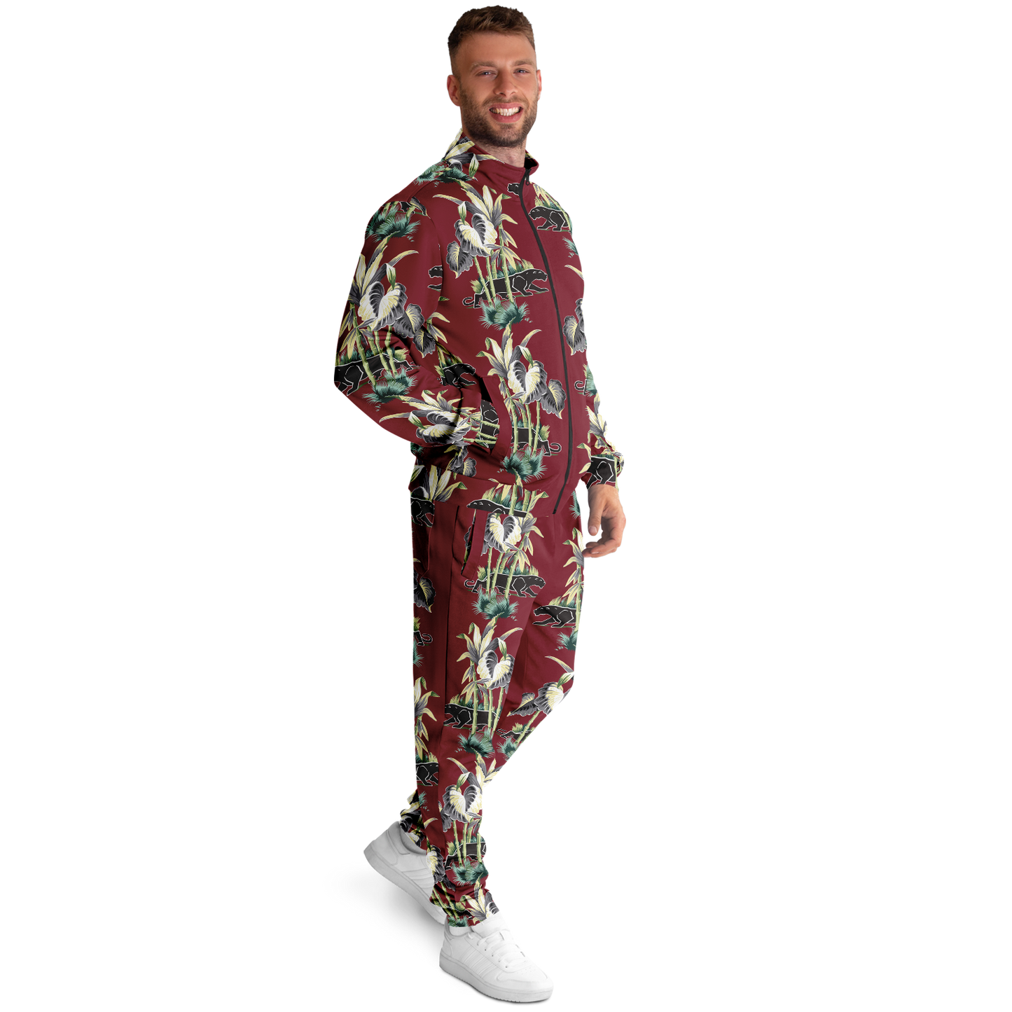 The Aloha Tracksuit – Jungle Cat: Dark Red+Black