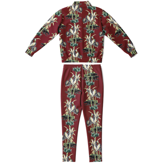 The Aloha Tracksuit – Jungle Cat: Dark Red+Black