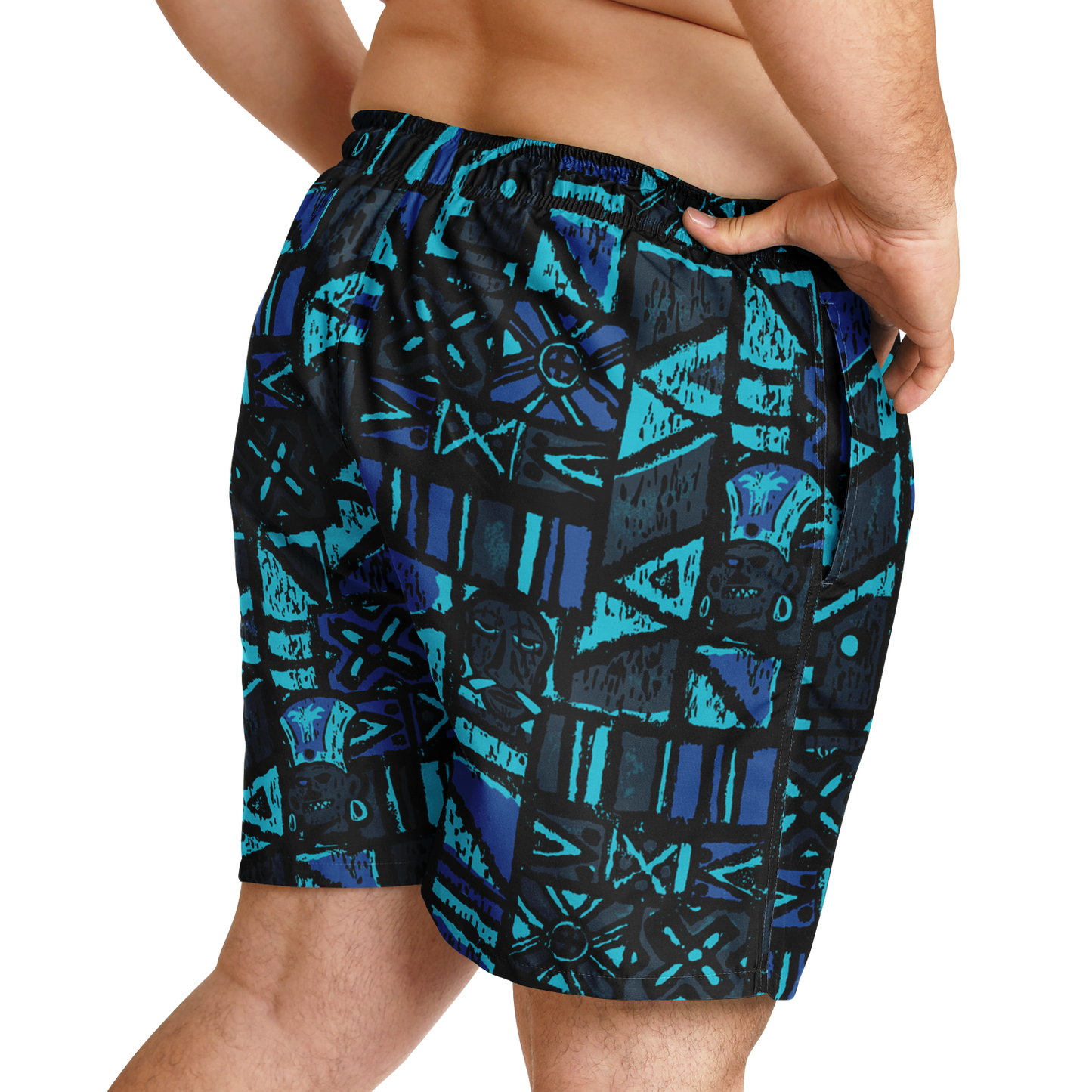 Swim Trunks – PLUS SIZE – Shelter Island Tapa: Midnight-Lagoon