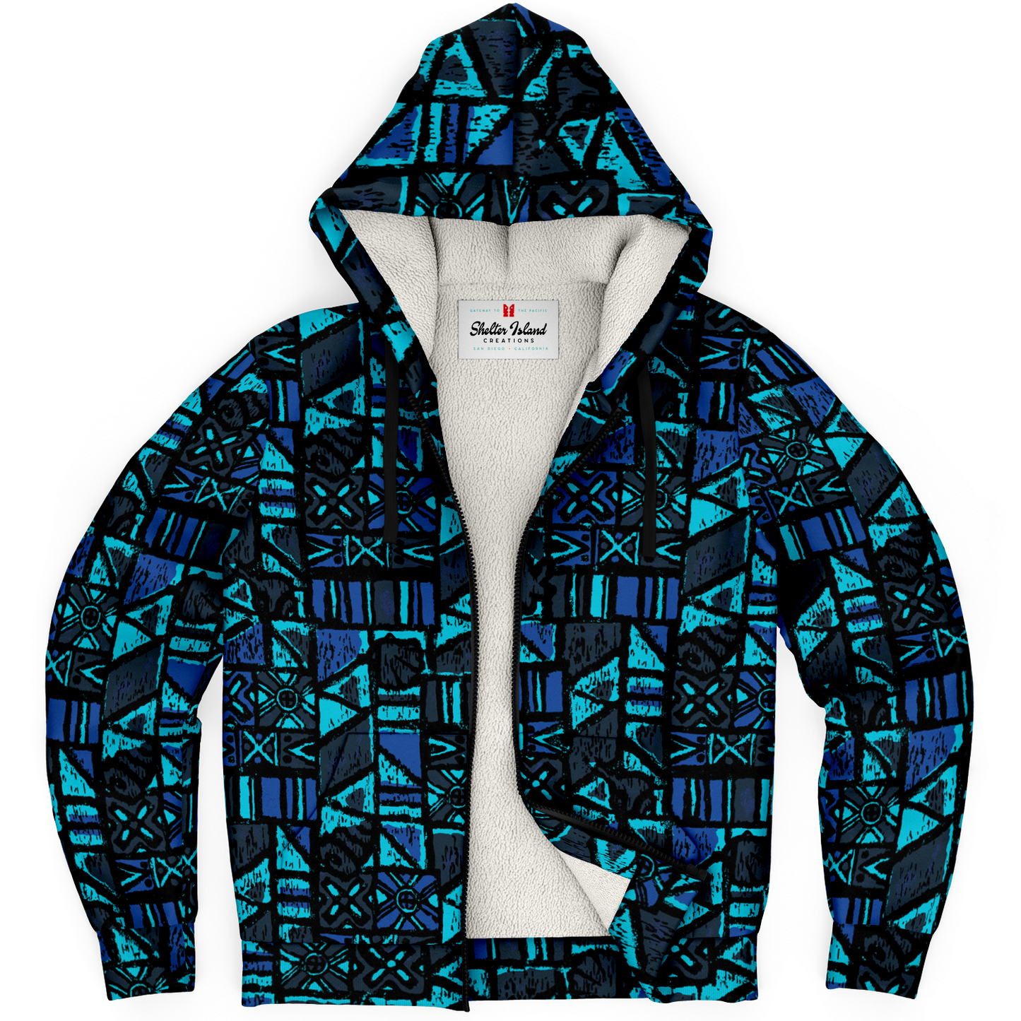 The Aloha Sherpa-Lined Hoodie – OG Tapa: Midnight Lagoon