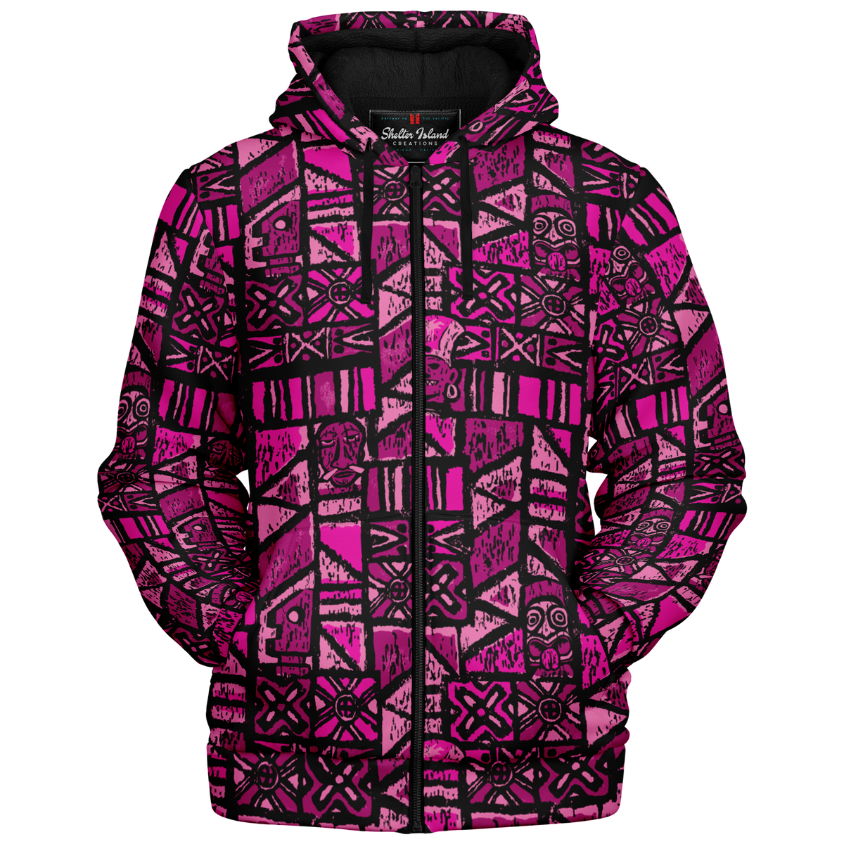 The Aloha Sherpa-Lined Hoodie – Shelter Island Tapa: Dragon Fruit