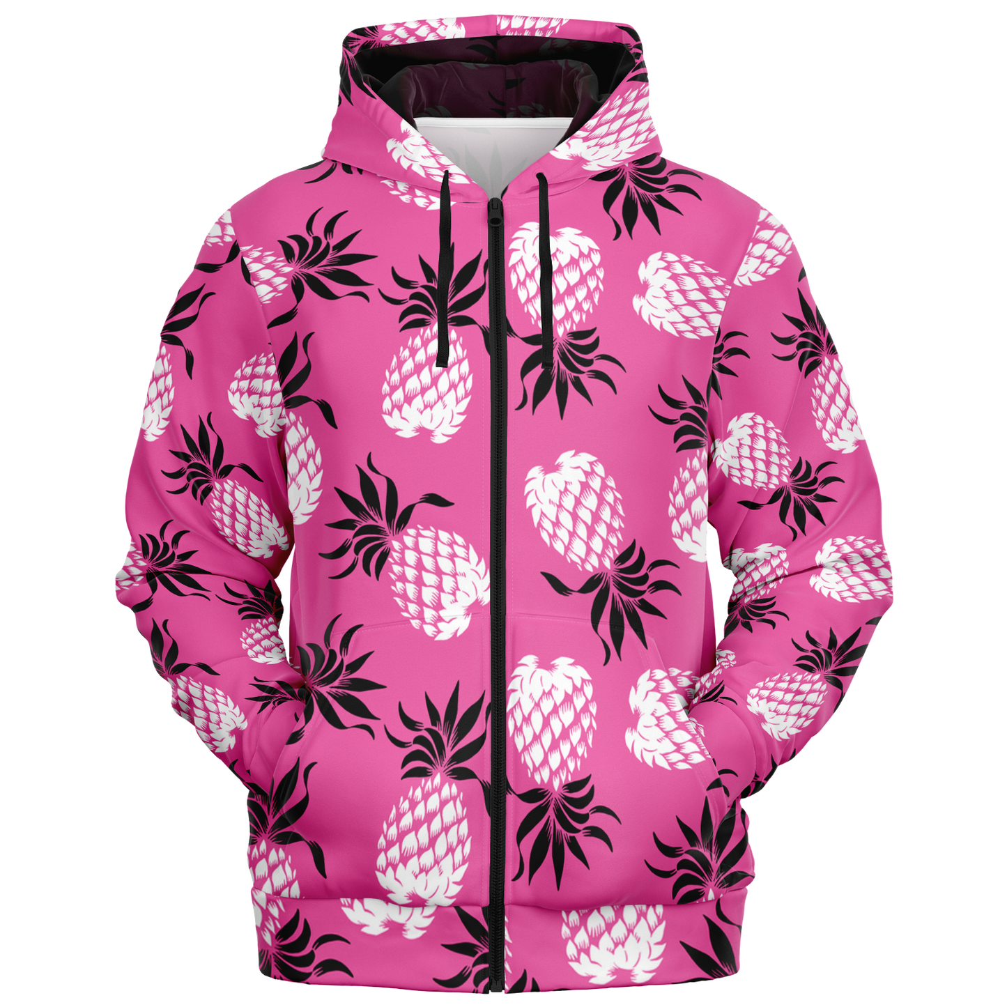 The Aloha Hoodie – Pineapples of Eternity: Pink+Black+White
