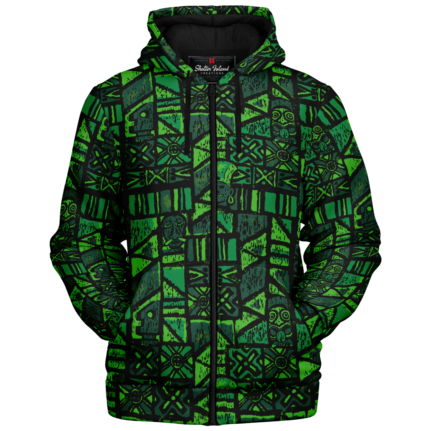 The Aloha Sherpa-Lined Hoodie – Shelter Island Tapa: Fern Grotto
