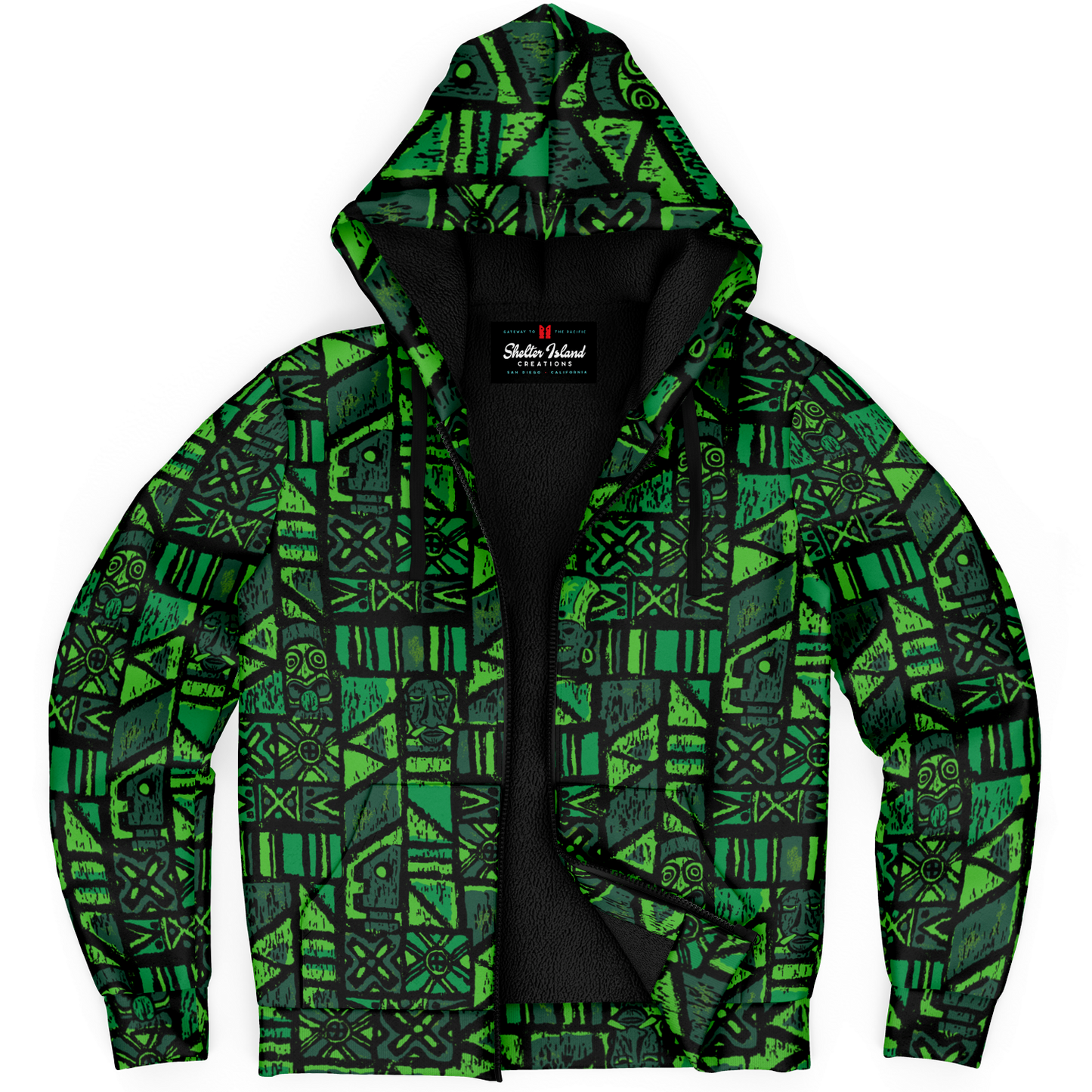 The Aloha Sherpa-Lined Hoodie – Shelter Island Tapa: Fern Grotto