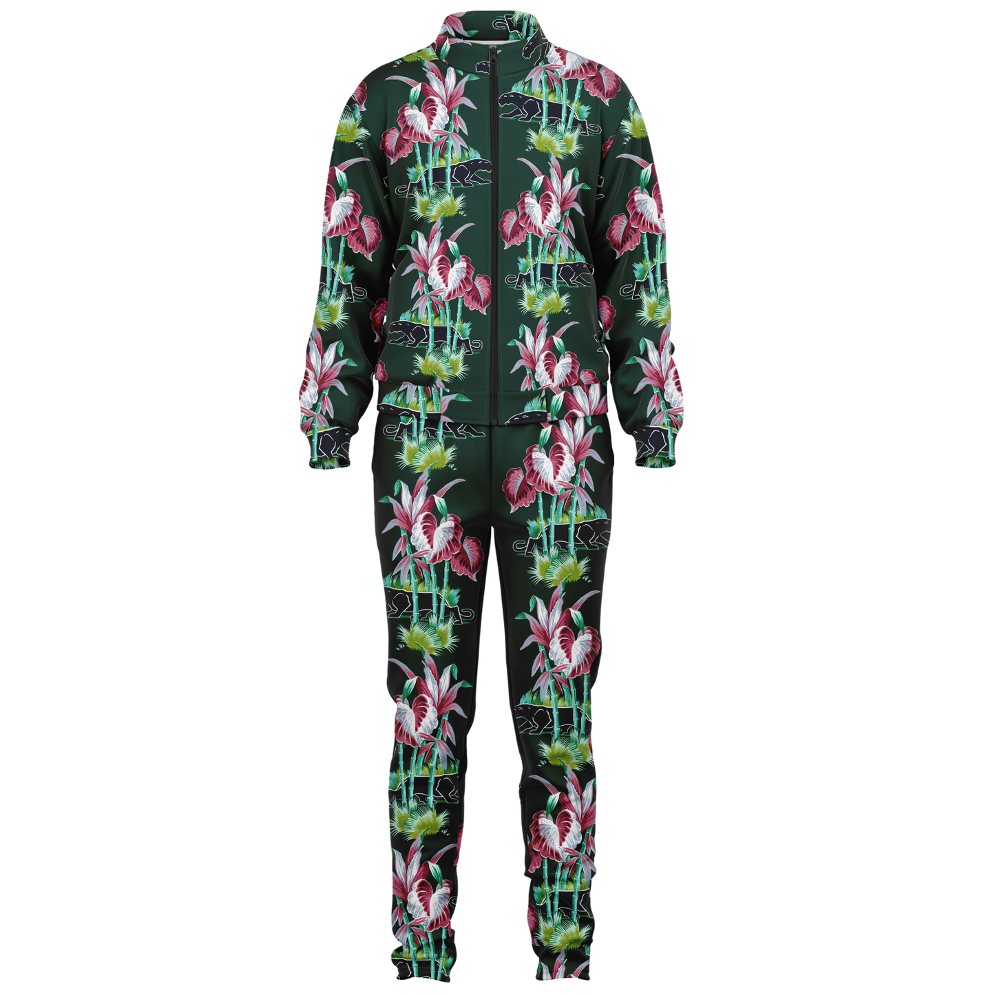 The Aloha Tracksuit – Jungle Cat: Dark Green+Black