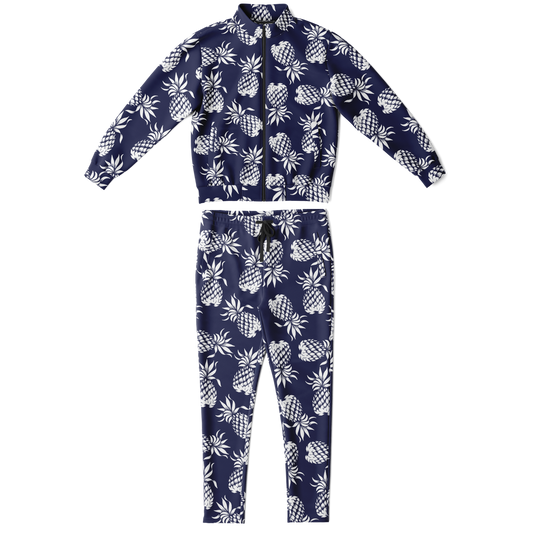 The Aloha Tracksuit – Classic Collection - Pineapples of Eternity - Navy+White