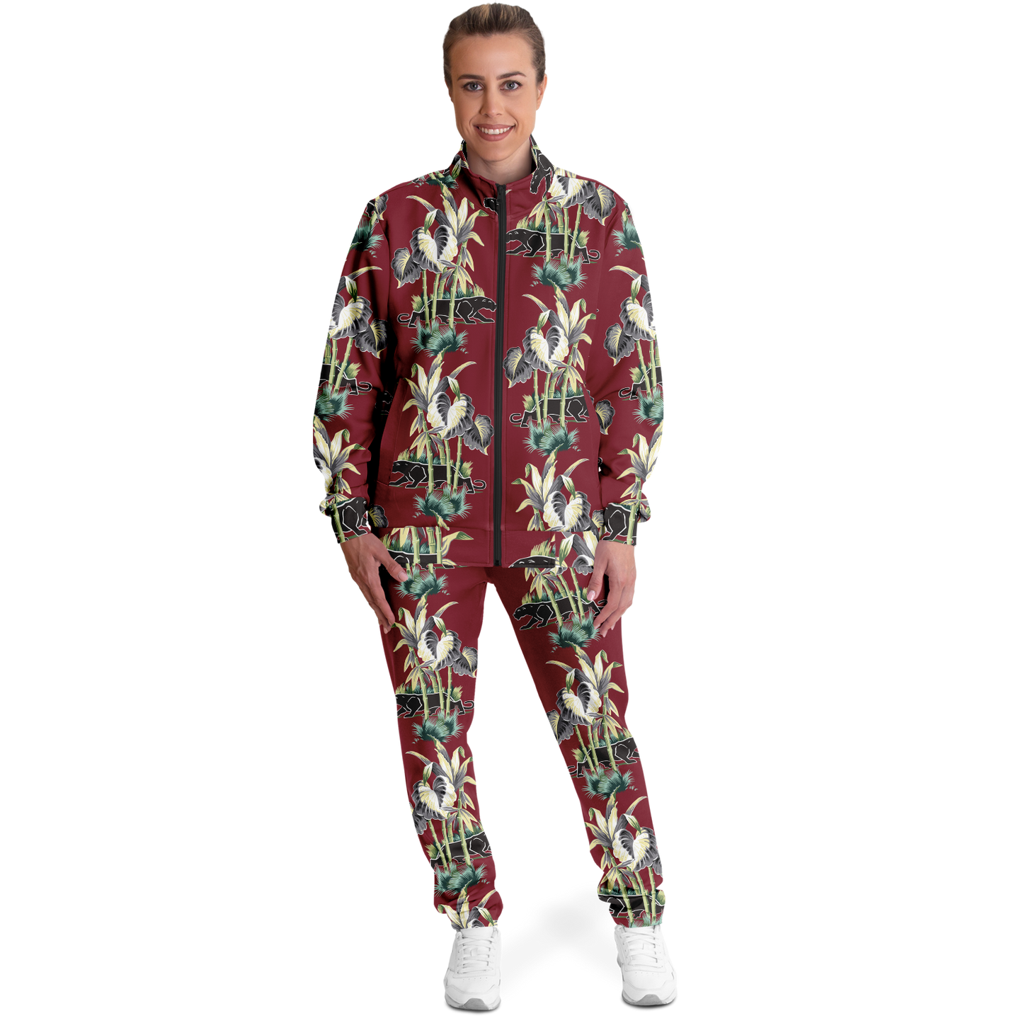The Aloha Tracksuit – Jungle Cat: Dark Red+Black