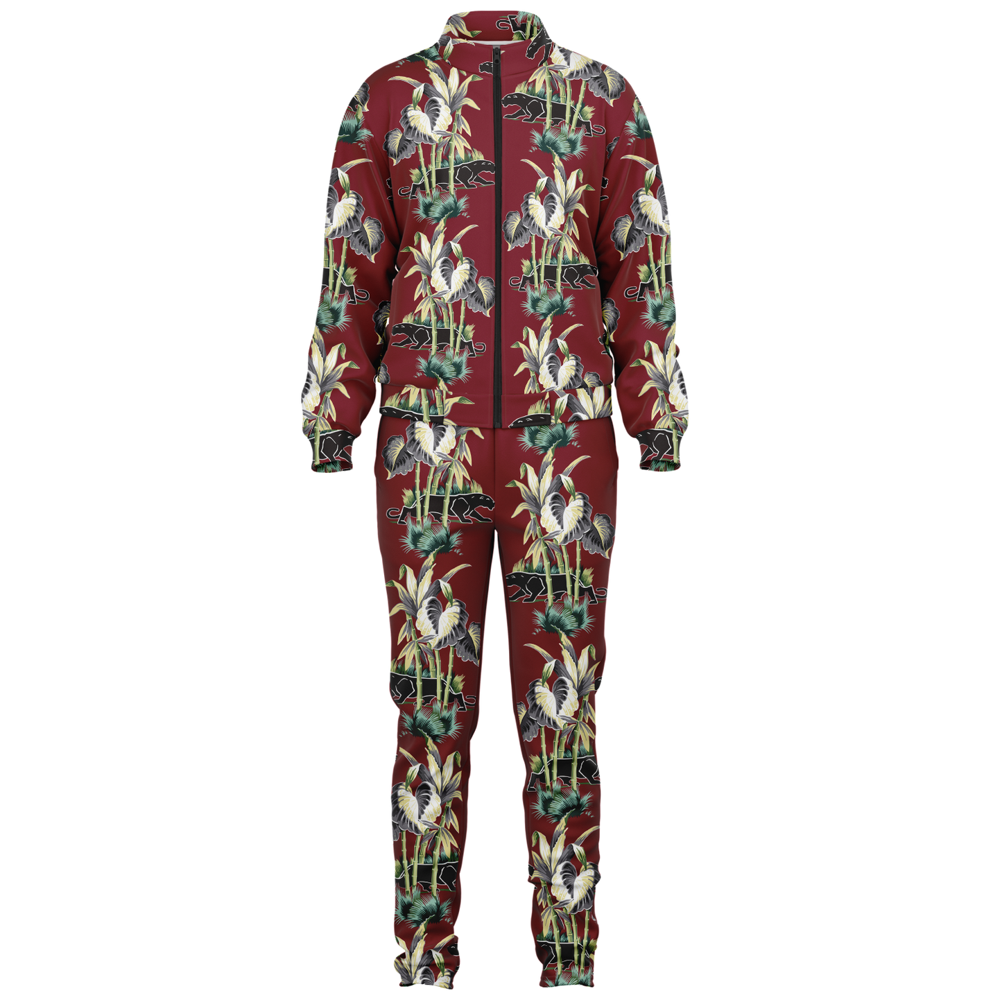 The Aloha Tracksuit – Jungle Cat: Dark Red+Black