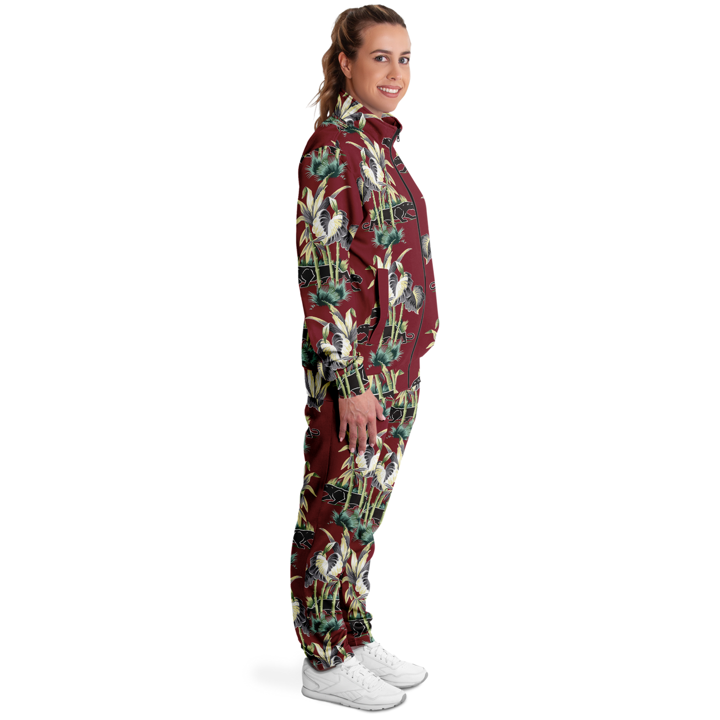 The Aloha Tracksuit – Jungle Cat: Dark Red+Black