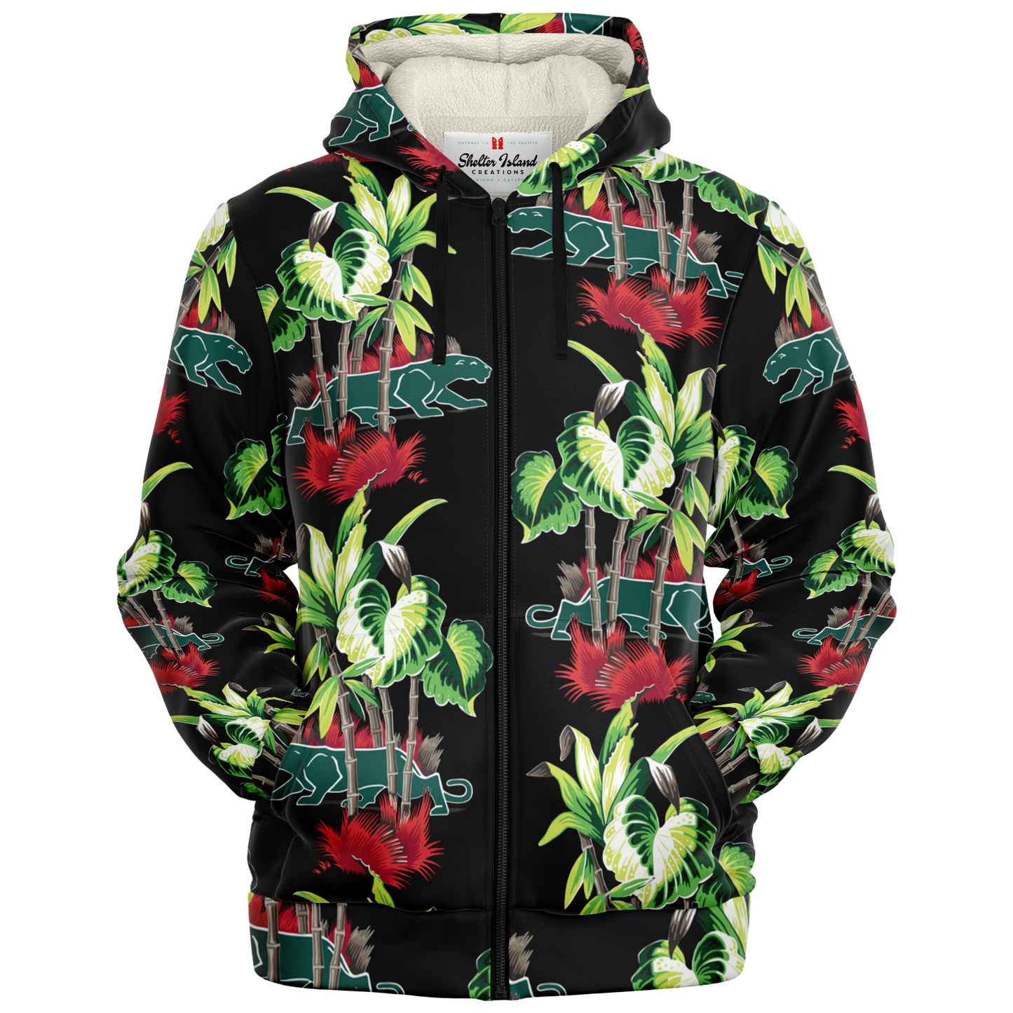 The Aloha Sherpa-Lined Hoodie – Jungle Cat: Black