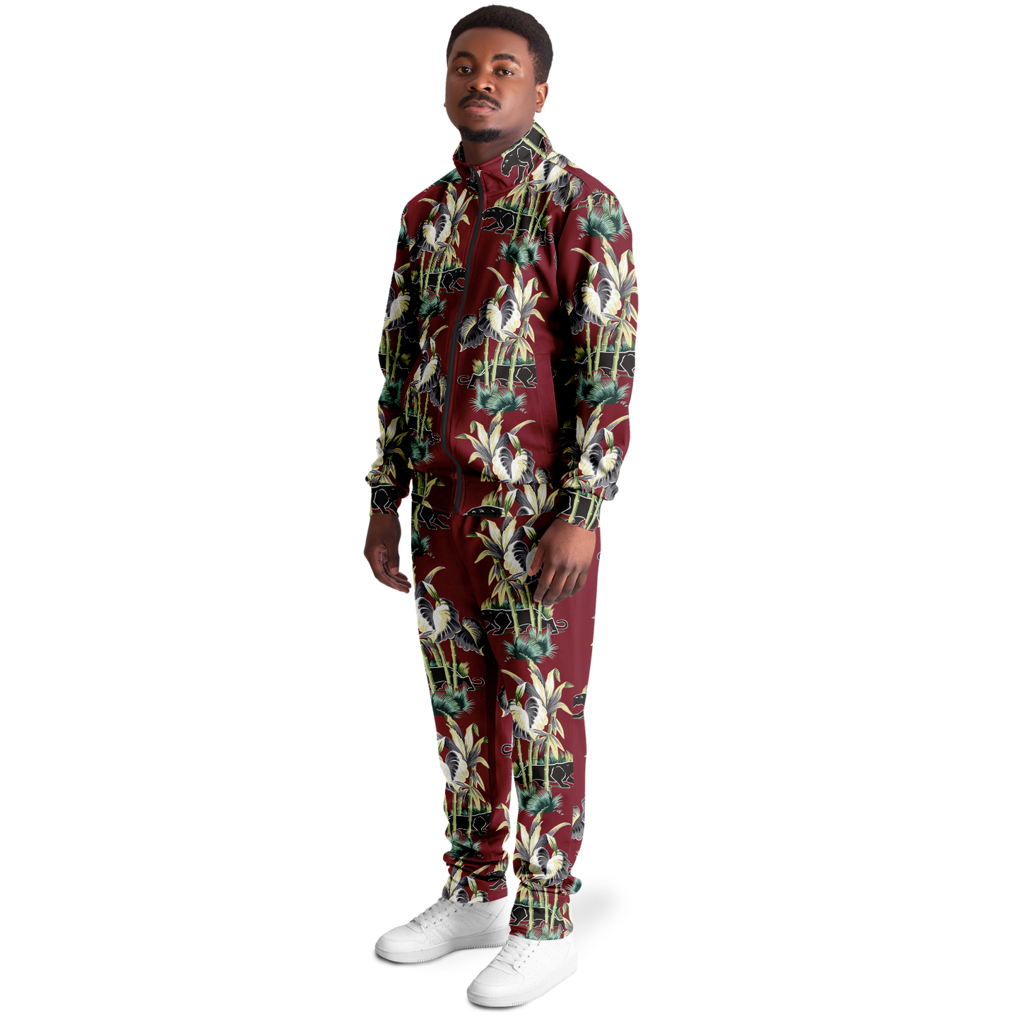 The Aloha Tracksuit – Jungle Cat: Dark Red+Black