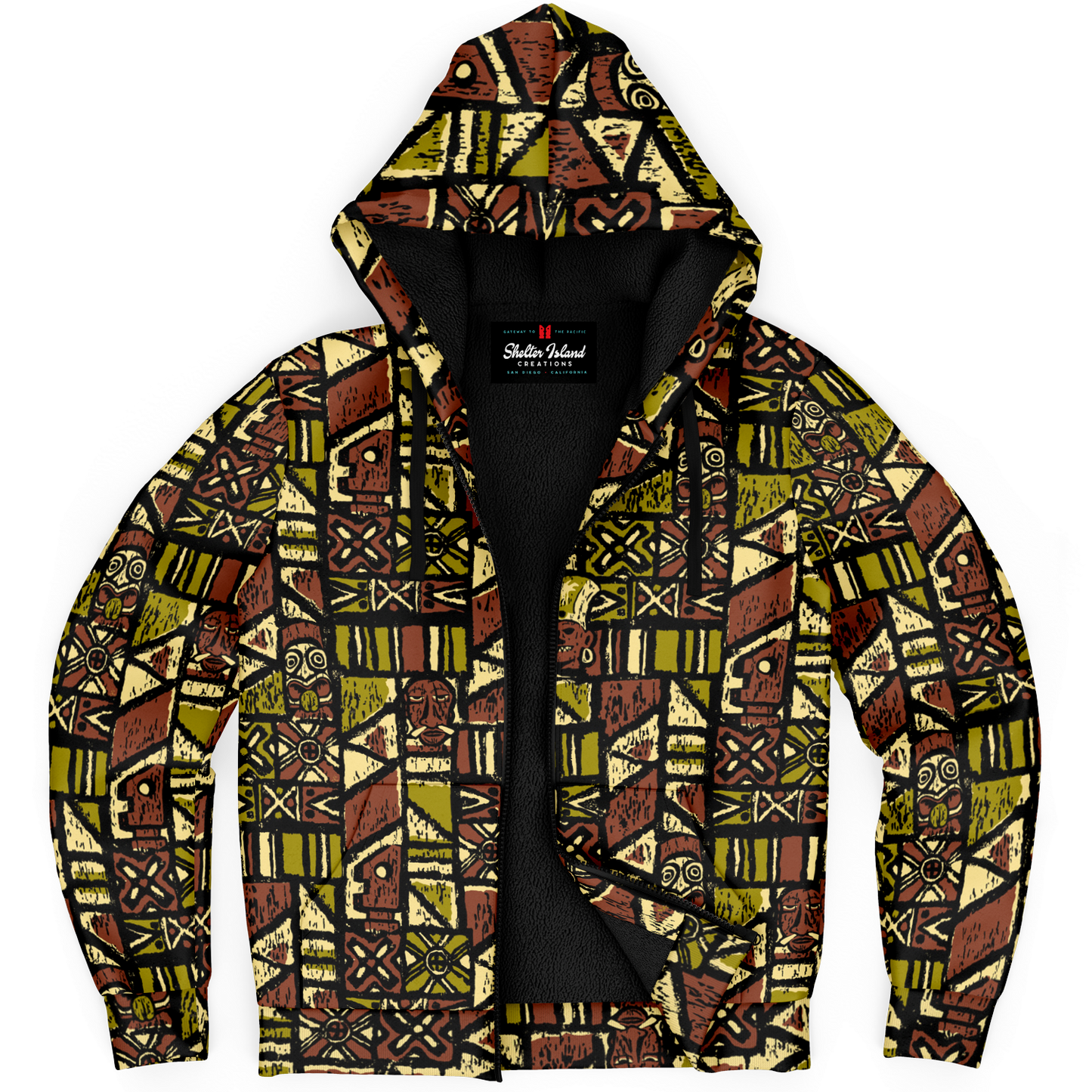 The Aloha Sherpa-Lined Hoodie – Shelter Island Tapa: Jungle Trail
