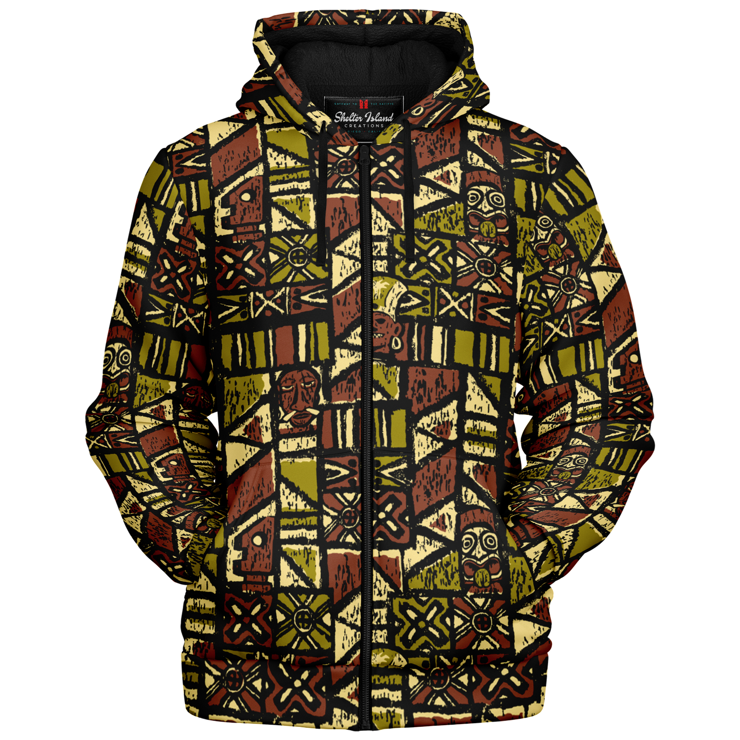 The Aloha Sherpa-Lined Hoodie – Shelter Island Tapa: Jungle Trail