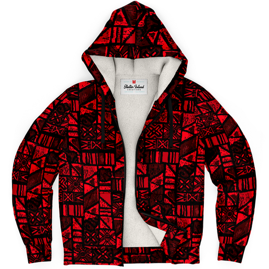 The Aloha Sherpa-Lined Hoodie – Isles of Sandwich Collection – Isle Tapa – Lava Flow