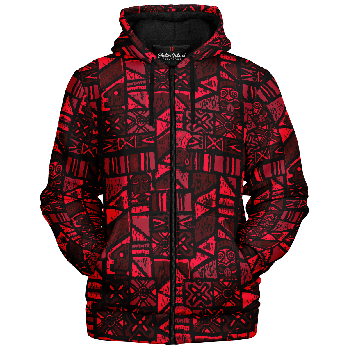 The Aloha Sherpa-Lined Hoodie – Shelter Island Tapa: Lava Flow