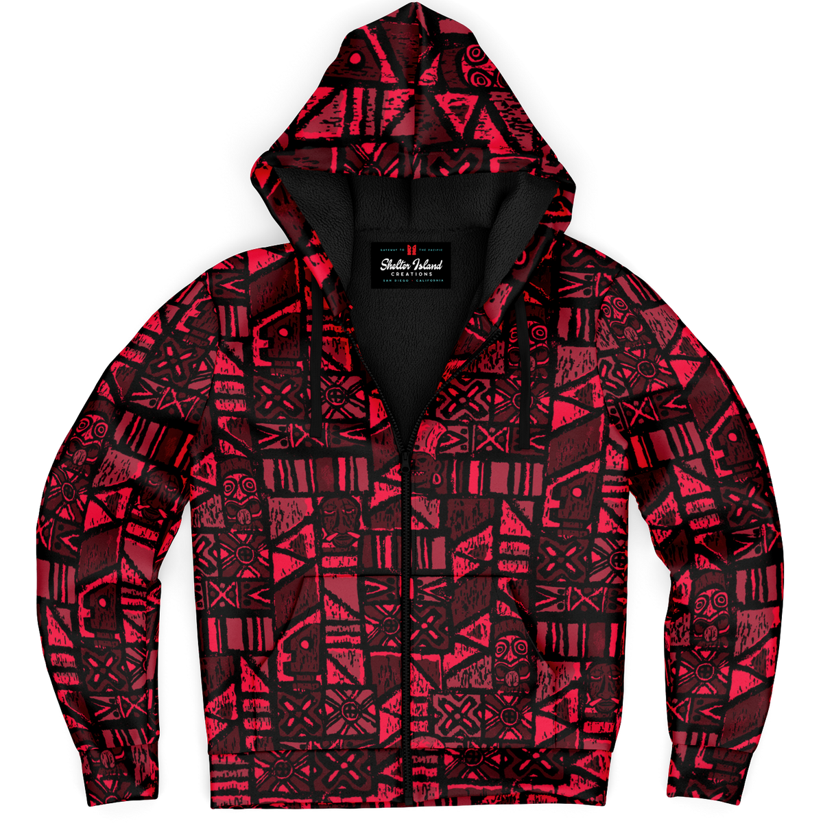 The Aloha Sherpa-Lined Hoodie – Shelter Island Tapa: Lava Flow