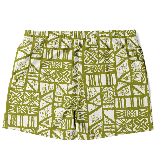 Swim Trunks – PLUS SIZE – Shelter Island Tapa: White+Olive