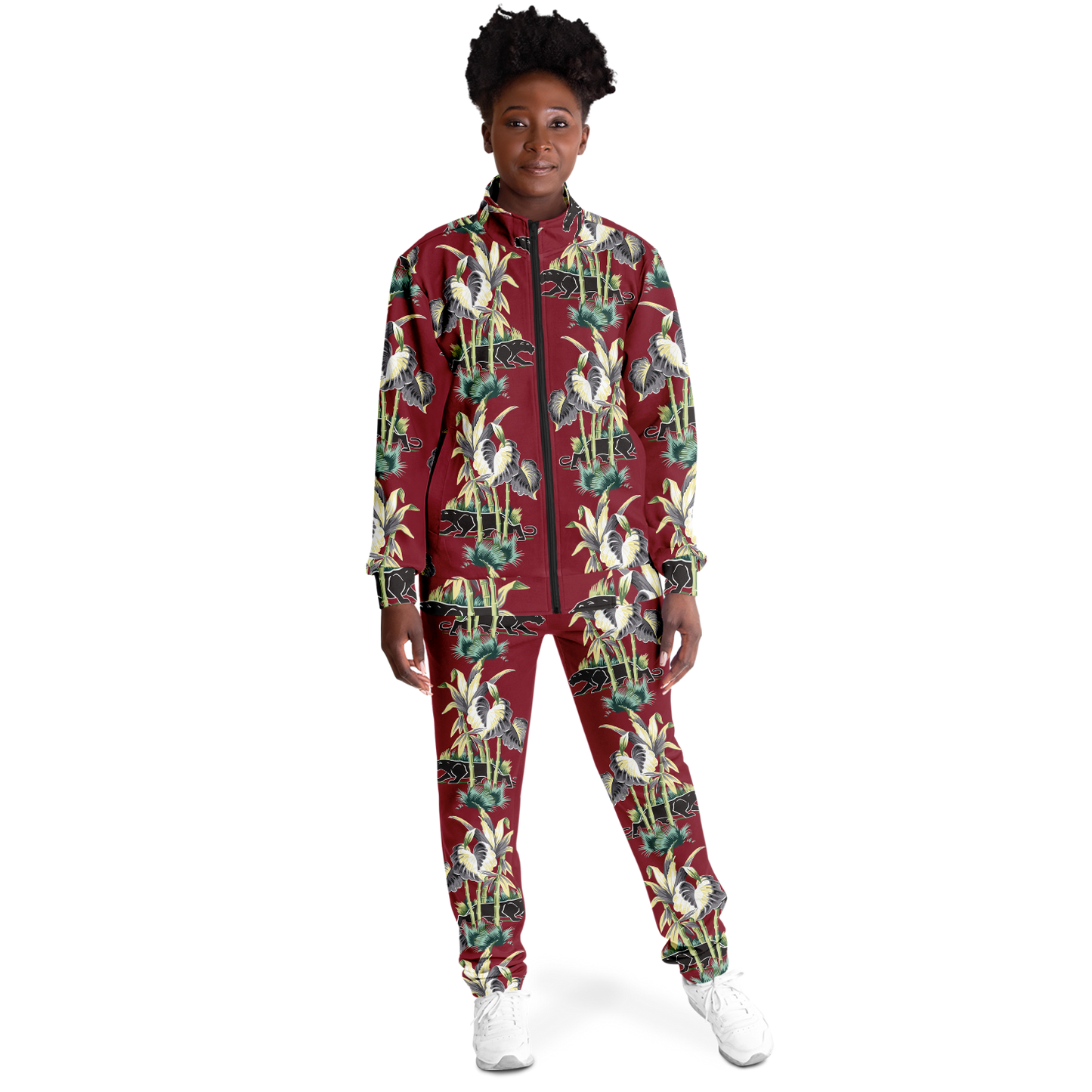 The Aloha Tracksuit – Jungle Cat: Dark Red+Black