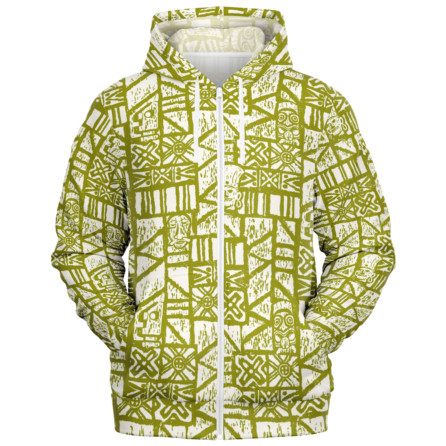 The Aloha Hoodie – Shelter Island Tapa: White+Olive