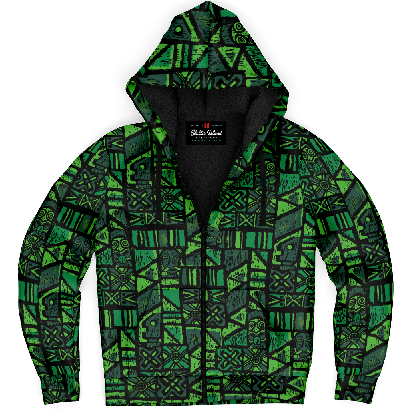 The Aloha Sherpa-Lined Hoodie – Shelter Island Tapa: Fern Grotto