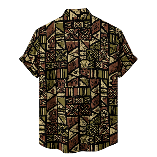 Bartender Shirt – Shelter Island Tapa: Tan+Green+Brown