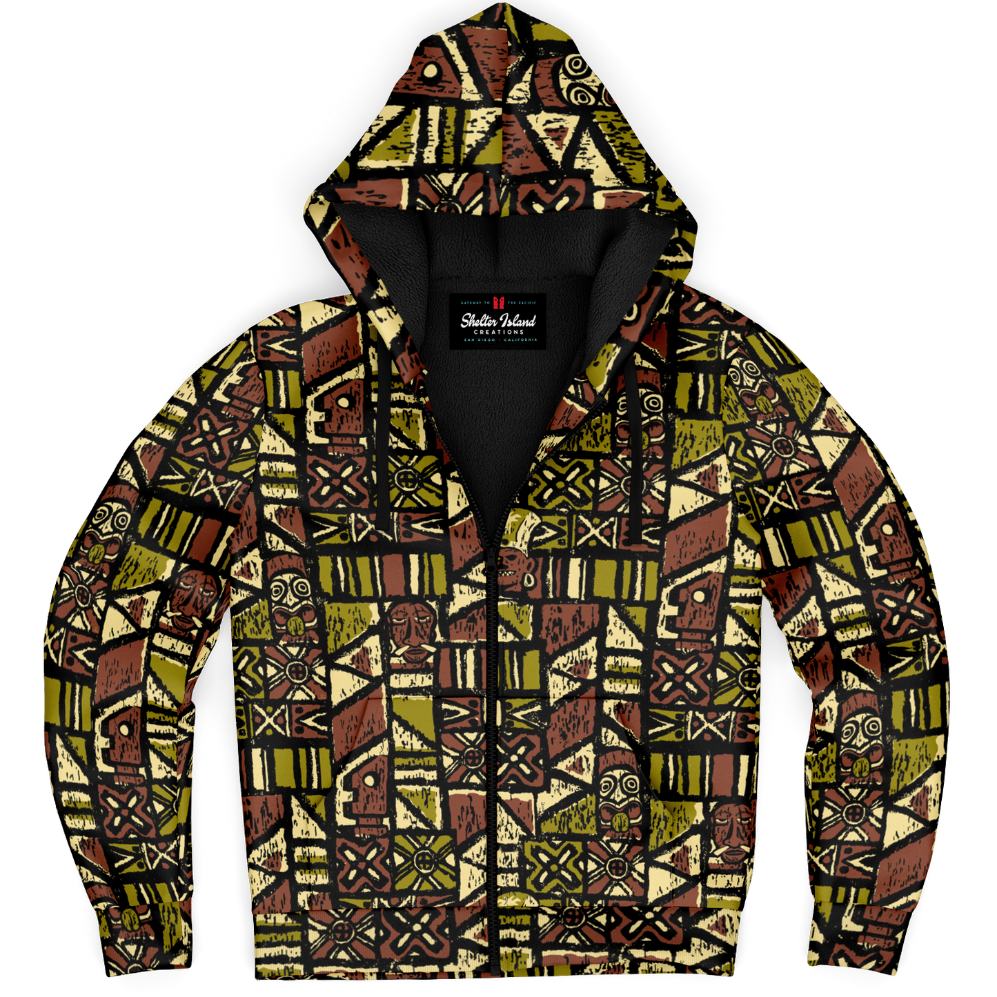 The Aloha Sherpa-Lined Hoodie – Shelter Island Tapa: Jungle Trail