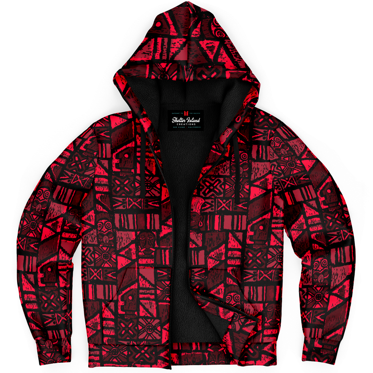 The Aloha Sherpa-Lined Hoodie – Shelter Island Tapa: Lava Flow