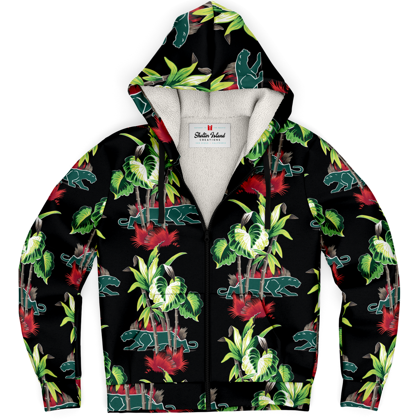 The Aloha Sherpa-Lined Hoodie – Jungle Cat: Black