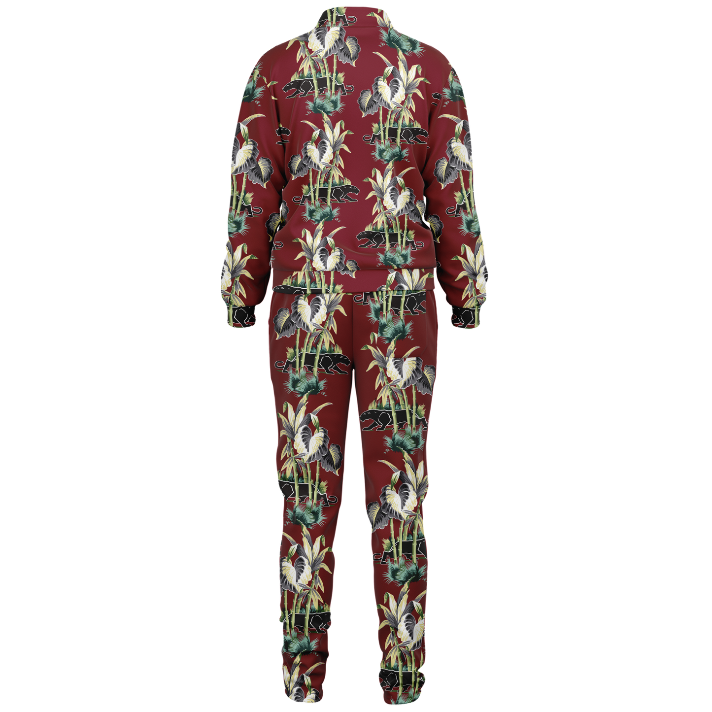 The Aloha Tracksuit – Jungle Cat: Dark Red+Black
