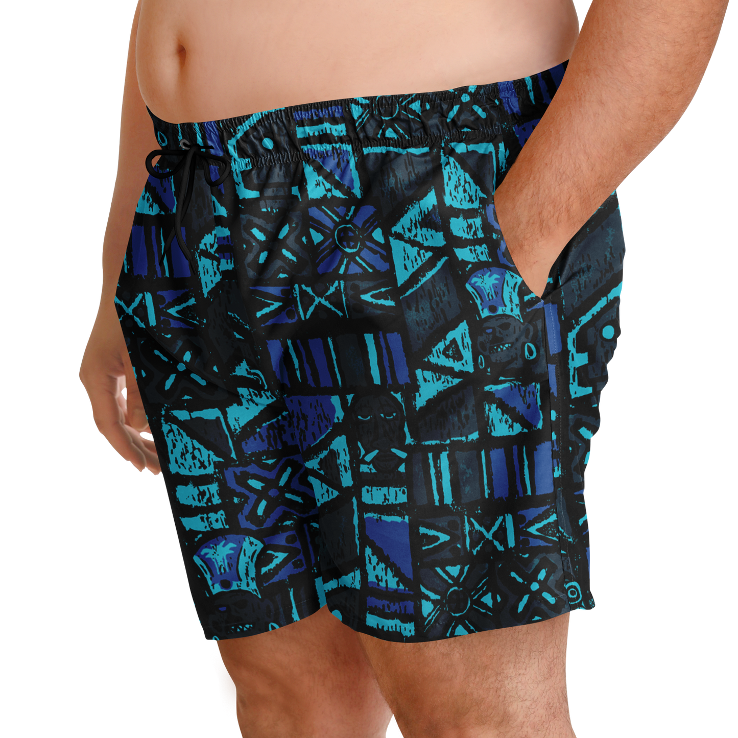 Swim Trunks – PLUS SIZE – Shelter Island Tapa: Midnight-Lagoon