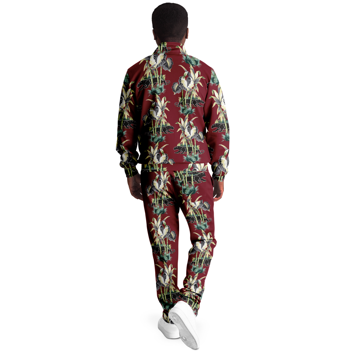 The Aloha Tracksuit – Jungle Cat: Dark Red+Black