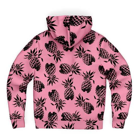 The Aloha Sherpa-Lined Hoodie – Pineapples of Eternity: Pink + Black