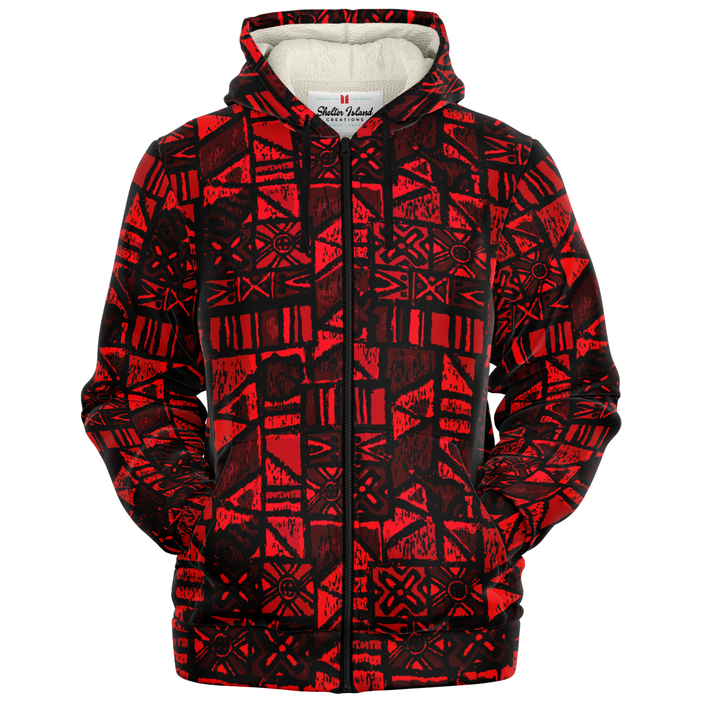 The Aloha Sherpa-Lined Hoodie – OG Tapa: Lava Flow