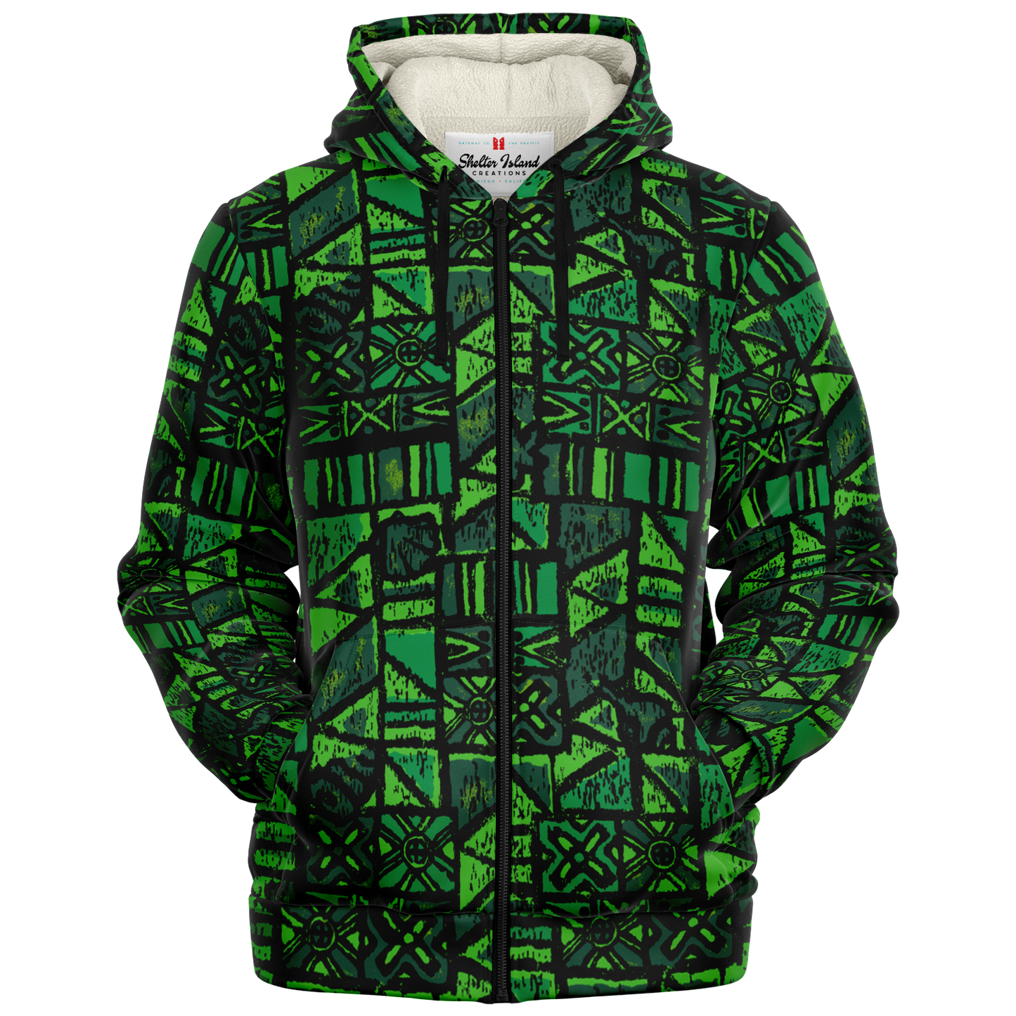 The Aloha Sherpa-Lined Hoodie – OG Tapa: Fern Grotto