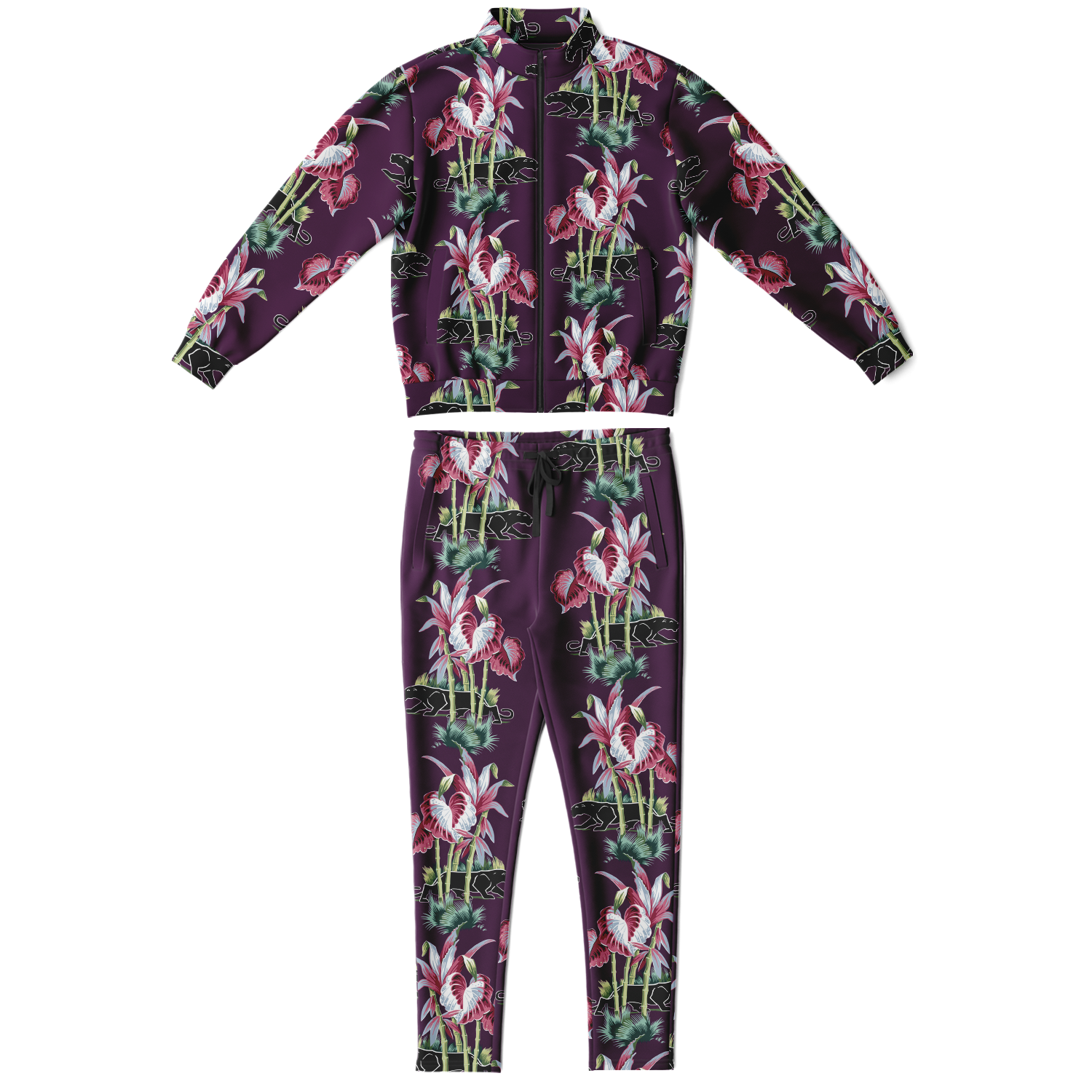 The Aloha Tracksuit Jungle Cat Purple Black