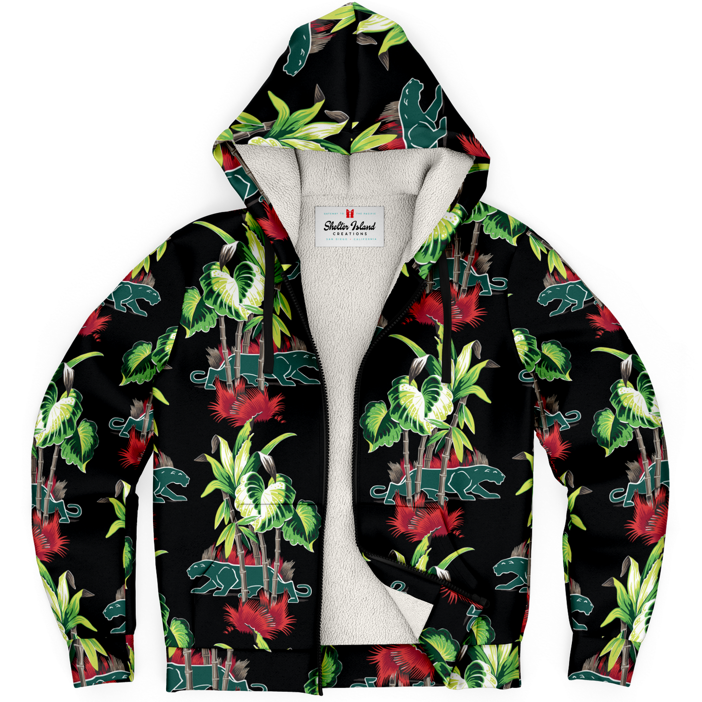 The Aloha Sherpa-Lined Hoodie – Jungle Cat: Black