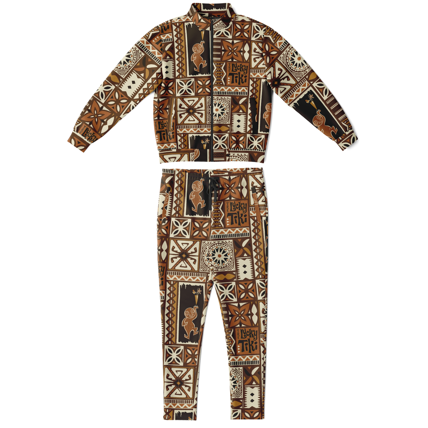 The Aloha Tracksuit – LuckyTiki: Brown+Orange – Shamblin's Den