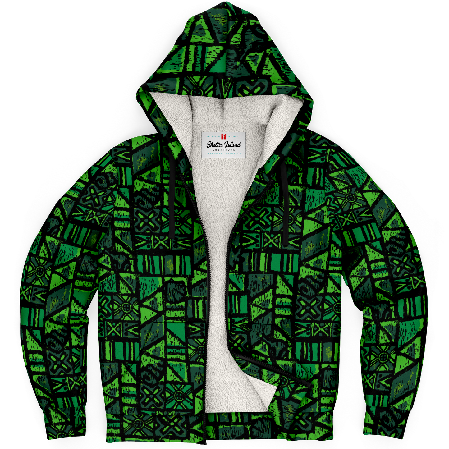 The Aloha Sherpa-Lined Hoodie – OG Tapa: Fern Grotto