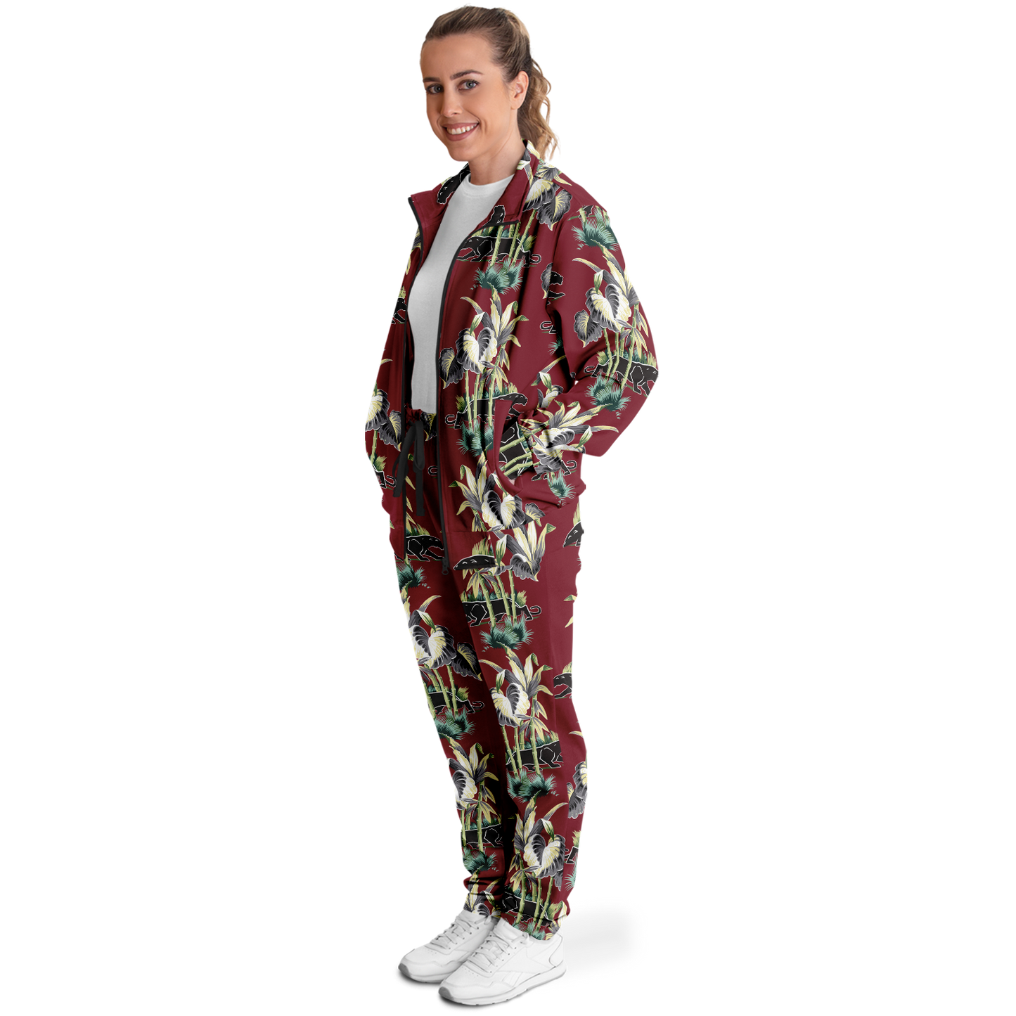 The Aloha Tracksuit – Jungle Cat: Dark Red+Black