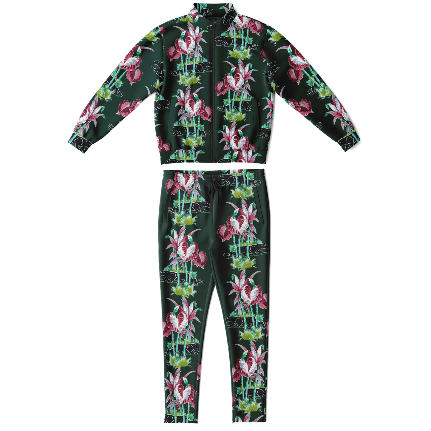 The Aloha Tracksuit – Jungle Cat: Dark Green+Black