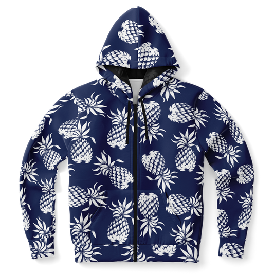 The Aloha Hoodie – Classic Collection – Pineapples of Eternity – Navy+White