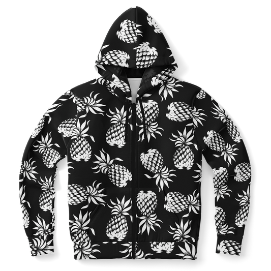 The Aloha Hoodie – Classic Collection – Pineapples of Eternity – Black+White