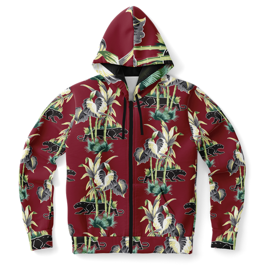 The Aloha Hoodie – Barkcloth Collection – Jungle Cat – Dark Red