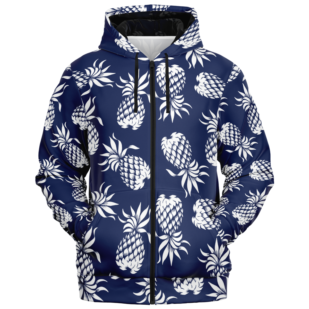 The Aloha Hoodie – Pineapples of Eternity: Navy+White