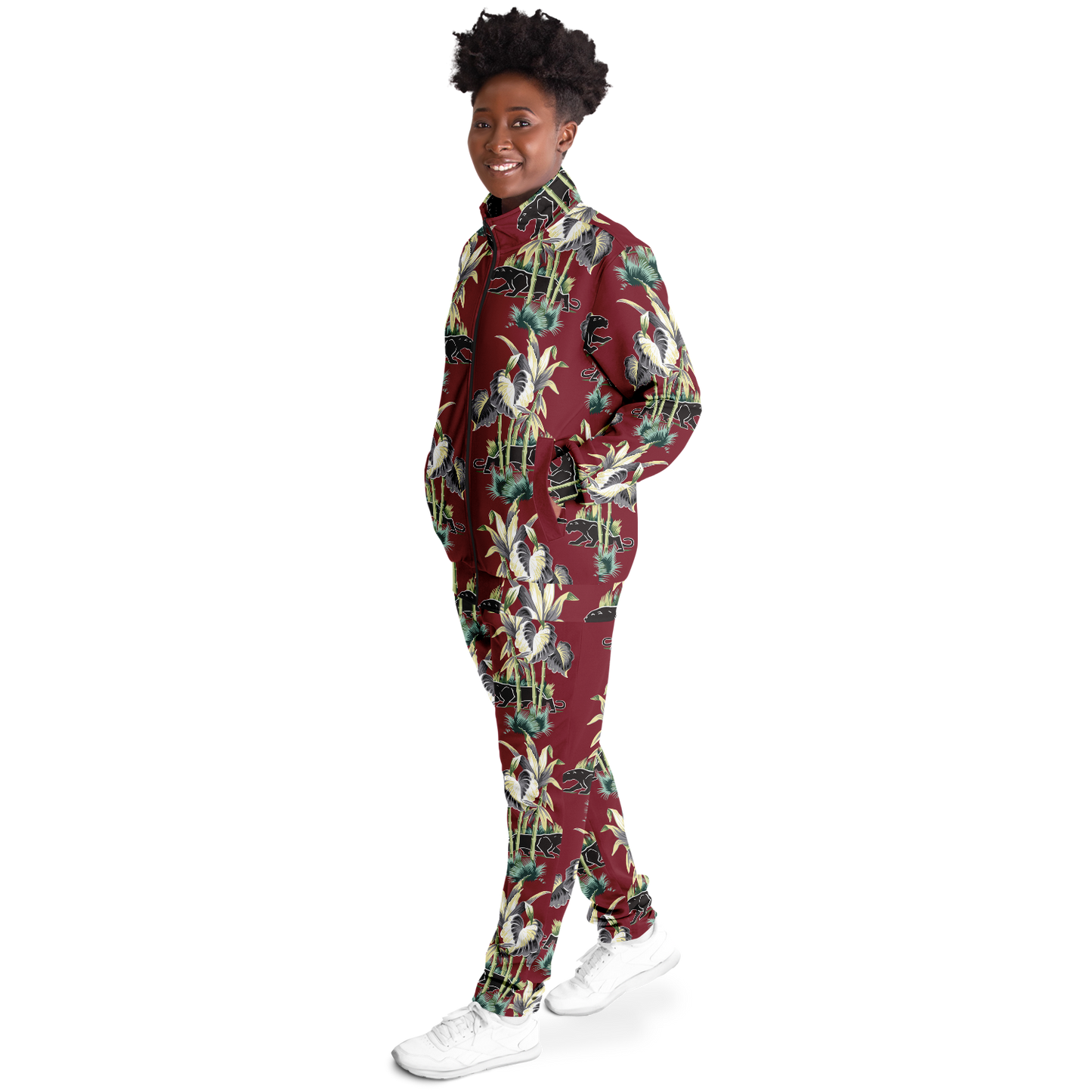 The Aloha Tracksuit – Jungle Cat: Dark Red+Black