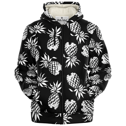The Aloha Sherpa-Lined Hoodie – Pineapples of Eternity: Black+White