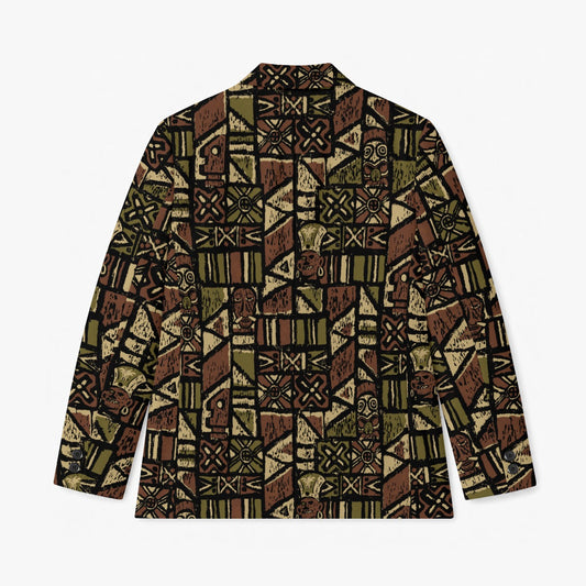 Aloha Blazer-Shelter Island Tapa: Tan+Green+Brown