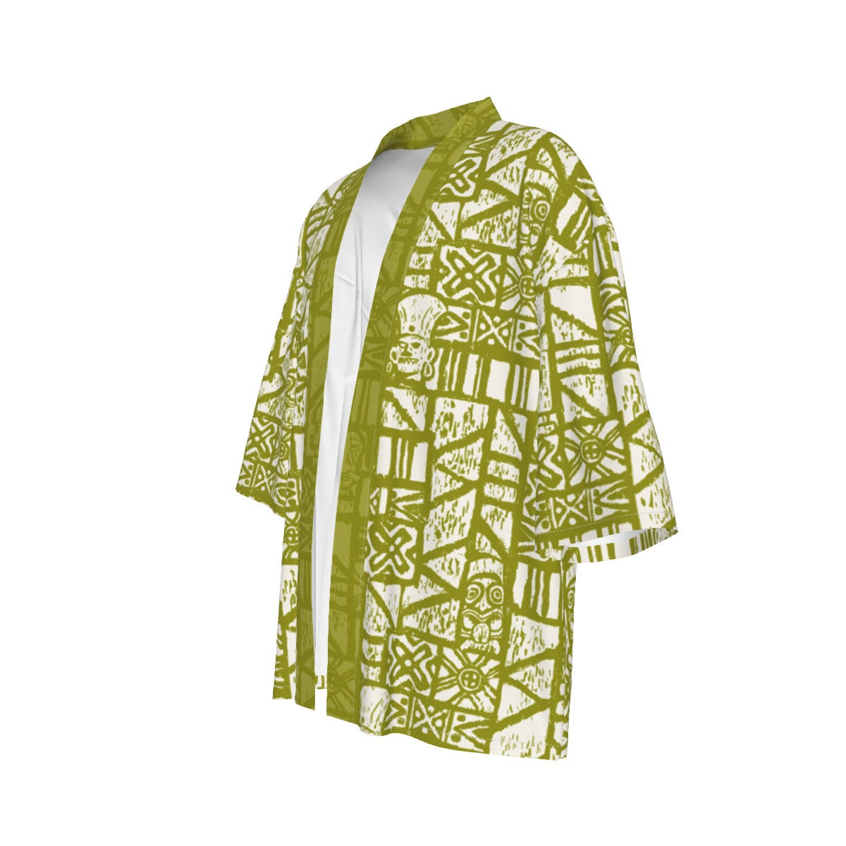 The Cabana Kimono – Shelter Island Tapa: White+Olive