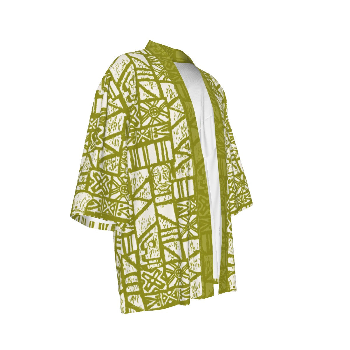 The Cabana Kimono – Shelter Island Tapa: White+Olive