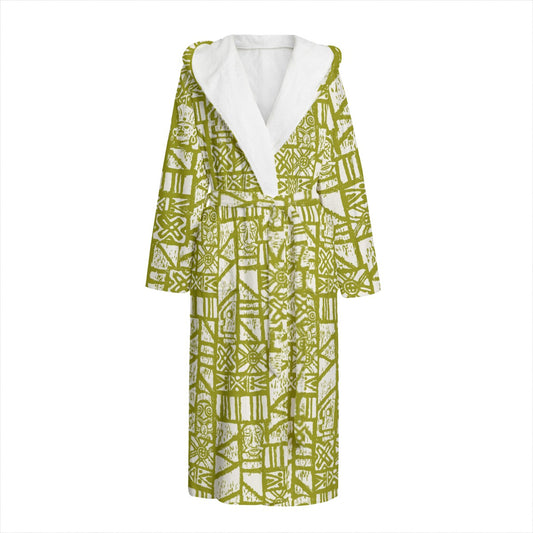 The Aloha Bathrobe – Shelter Island Tapa: White+Olive
